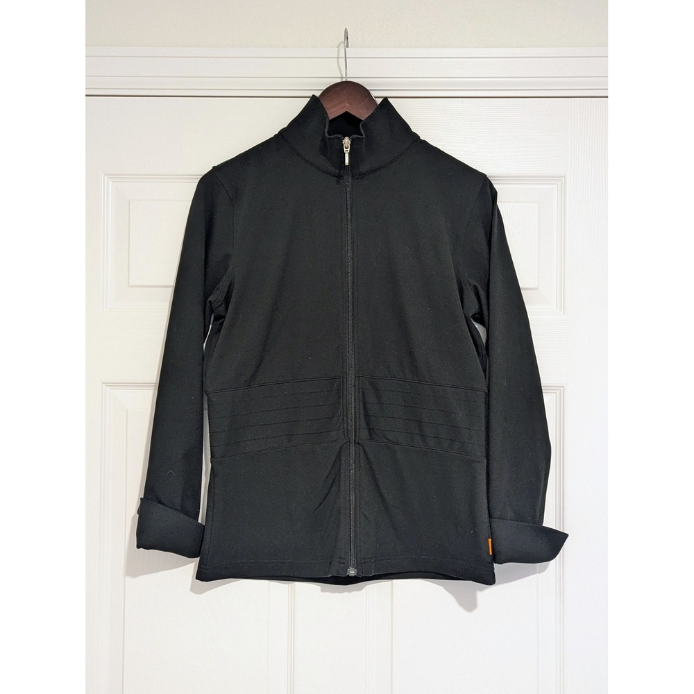 Lucy Lux Womens Black Full Zip Mock Neck Athletic Yoga Jacket Size Medium